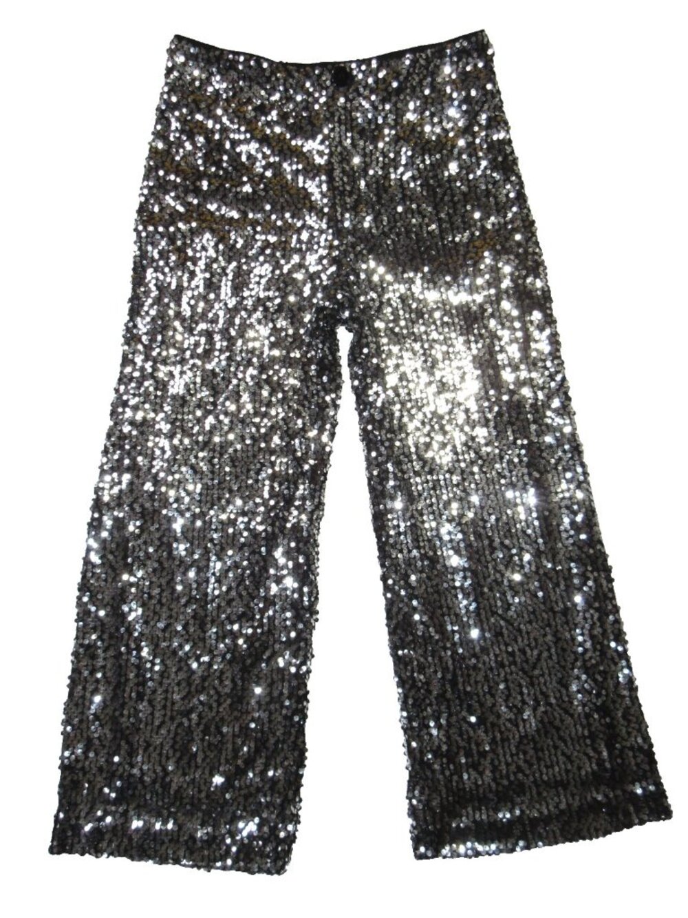 NWT Maeve by Anthropologie Colette in Black Silver Sequin Wide-Leg Crop Pants 28 - Picture 5 of 13